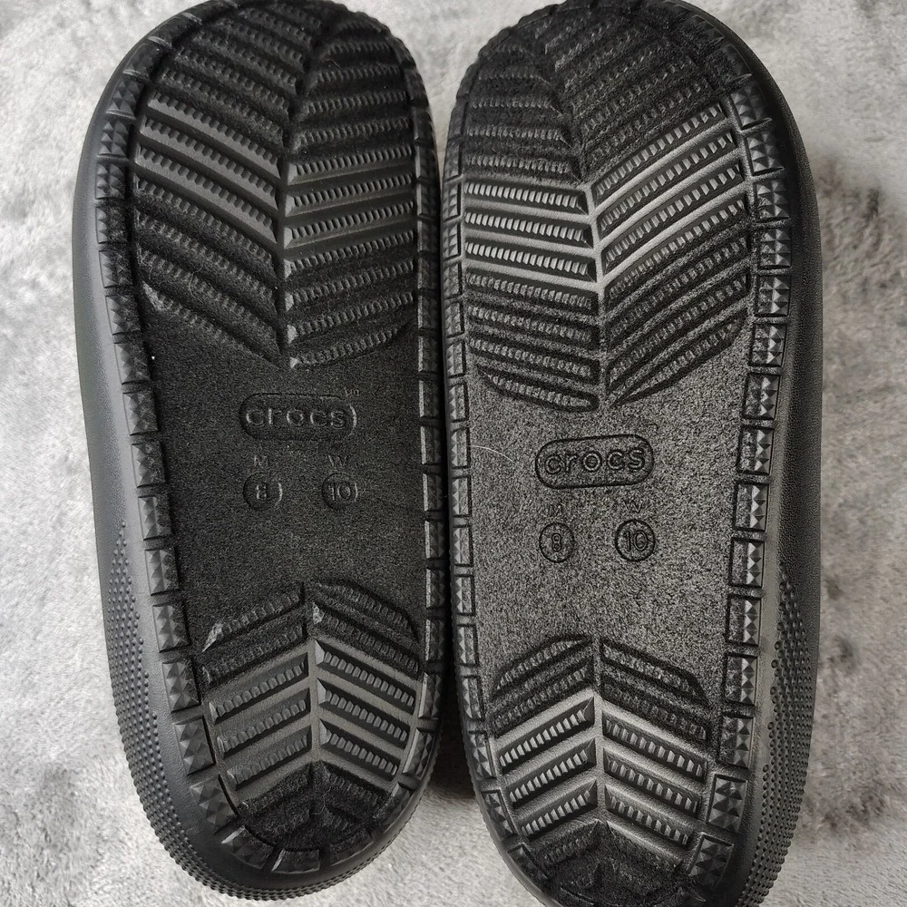 Crocs Classic Puff Moc Slippers Mens 8 Wmns 10 Moth Fleece Lined‎ Casual Comfort